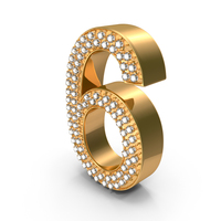 Gold With Diamonds Number 6 PNG & PSD Images