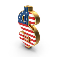 Flag Of USA Texture On Golden Dollar Sign PNG & PSD Images