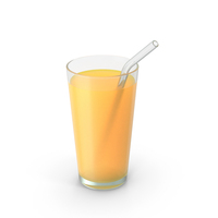 Glass Cup American Pint with Glass Straw and Orange Juice PNG & PSD Images