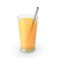 Glass Cup American Pint with Metal Straw and Orange Juice PNG & PSD Images