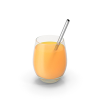 Stemless Tumbler With Metal Straw And Orange Juice PNG & PSD Images