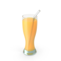 Weizen Glass Cup with Glass Straw and Orange Juice PNG & PSD Images