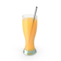 Weizen Glass With Metal Straw And Orange Juice PNG & PSD Images