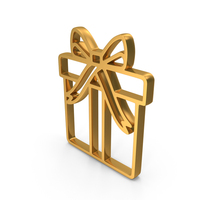Outline Gift Box Icon Gold PNG & PSD Images