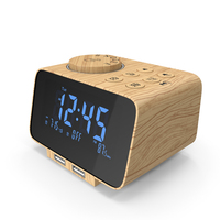 Digital Alarm Clock Radio Wooden PNG & PSD Images