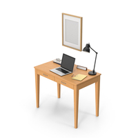 Wooden Home / Office Desk Set PNG & PSD Images