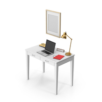 White Home / Office Desk Set PNG & PSD Images