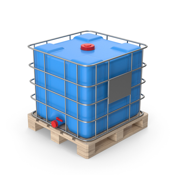 Blue Plastic Water Tank On Wood Pallet PNG & PSD Images