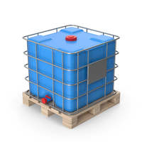 Blue Plastic Water Tank On Wood Pallet PNG & PSD Images