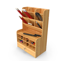 Desk Stationery Organizer With Office Supplies PNG & PSD Images