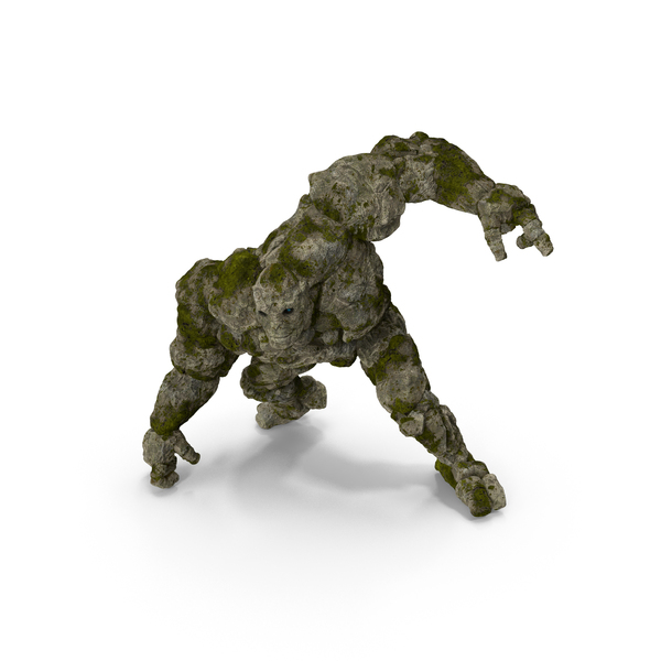 Stone Golem Fighting Pose PNG & PSD Images