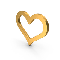Heart Out Line Heart Icon Gold PNG & PSD Images