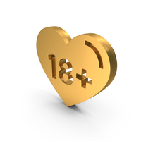 Heart 18 Plus Age Logo Metallic PNG & PSD Images
