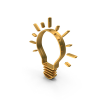 Gold Idea Bulb Metallic Symbol PNG & PSD Images