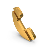Gold Phone Call Metallic Symbol PNG & PSD Images