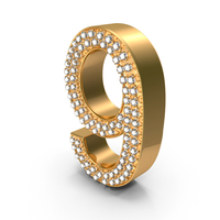 Gold With Diamonds Number 9 PNG & PSD Images