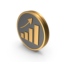 Gold & Black Up Trend Round Icon PNG & PSD Images