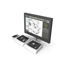 Electron Microscope Monitor With Control Panel PNG & PSD Images