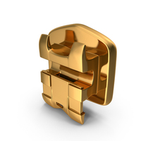 Self Ligating Dental Braces Bracket Golden Open V04 PNG & PSD Images