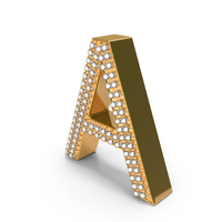 Gold With Diamond letter A PNG & PSD Images