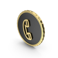 Gold & Black Telephone Round Icon PNG & PSD Images