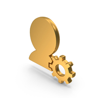 Technical Support User And Gear Icon Gold PNG & PSD Images
