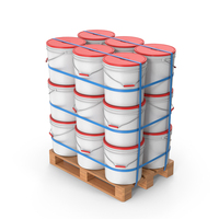 Red Plastic Paint Buckets On Pallet PNG & PSD Images