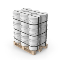 Plastic Paint Buckets On Wood Pallet PNG & PSD Images