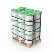 Plastic Paint Buckets On Pallet PNG & PSD Images