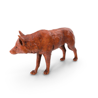 Wolf Statue Posed Wood PNG & PSD Images