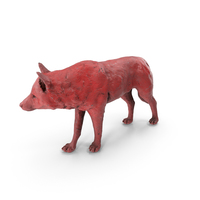 Worn Red Metal Wolf Statue PNG & PSD Images