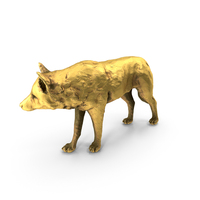 Gold Wolf Statue PNG & PSD Images