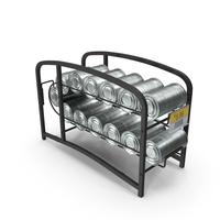 Tin Can Storage Dispenser with Tin Cans and Price Tag PNG & PSD Images