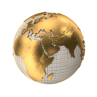 Gold & White Wire Earth Globe Symbol PNG & PSD Images