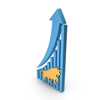 Gold & Blue Stock Market Growth Arrow Bull Symbol PNG & PSD Images