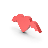 Red Decorative Evil Wings Heart Halloween Logo PNG & PSD Images