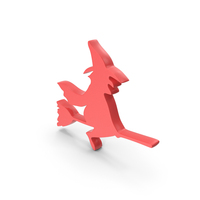 Red Halloween Witch With Broomstick Logo PNG & PSD Images