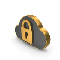 Gold Dual Side Cloud Lock Symbol PNG & PSD Images