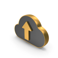 Gold & Black Dual Side Cloud Upload Symbol PNG & PSD Images