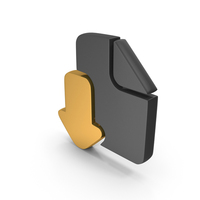 Gold & Black File Download Symbol PNG & PSD Images