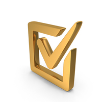 Gold Square Correct Tick Symbol PNG & PSD Images