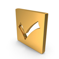 Gold Square Correct Tick Symbol PNG & PSD Images