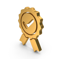 Gold Badge With Tick Mark Symbol PNG & PSD Images