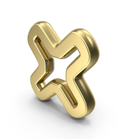 Cross Multiply Round Corner Outline Shape Gold PNG & PSD Images