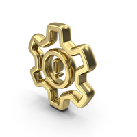 Gold Settings Gear With Exclamation Mark Symbol PNG & PSD Images