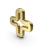 Gold Plus Rounded Corner Outline Symbol PNG & PSD Images