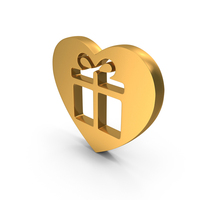 Gift Box In Heart Metallic PNG & PSD Images