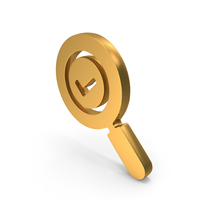 Gold Magnifier Accept Metallic Symbol PNG & PSD Images