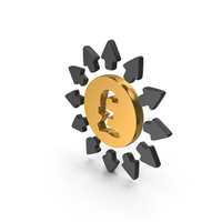 Gold & Black Round Pound Out Arrows Metallic Symbol PNG & PSD Images