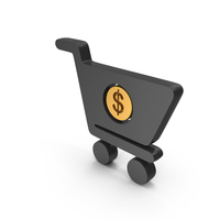 Shopping Cart Basket Dollar Money Metallic PNG & PSD Images